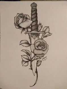 Knife And Rose Tattoo, Knife Tattoo, Tattoo Zeichnungen, Men Tattoos, Cat Tattoos, Back Tattoos For Guys, Tiny Tattoo, E Tattoo