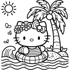 Hello kitty Coloring Page (Free Printable) Printable Things, Hello Kitty Colouring Pages, Coloring Page Free Printable, Kitty Coloring, Hello Kitty Coloring, Art Deco Patterns, Easy Coloring Pages