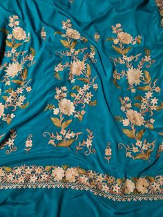 This is a beautiful Kashmiri Aari Embroidered Silk Saree .This is a Kashmiri Saree with Blouse which would be an amazing additional to your wardrobe .Its an exclusive saree and a fresh collection from weavers in Kashmir. Product Details - Condition: Brand New - Handmade - Style: saree - Fabric: Crepe Silk - Care Instructions: handwash only (use cold water) - Ironing: Use Steam Ironing - Free Shipping : Yes - FINISH: Unstitched (You can get it stitched locally) - sizing details of saree -width 44 inch -lenght 6.3mtr Anarkali Blouse Piece With Floral Embroidery For Wedding, Floral Embroidered Blouse Piece For Diwali Wedding, Wedding Blouse Piece With Floral Embroidery For Diwali, Diwali Wedding Blouse Piece With Floral Embroidery, Semi-stitched Blouse Piece For Wedding With Floral Embroidery, Art Silk Unstitched Suit With Floral Embroidery For Wedding, Traditional Unstitched Suit With Floral Embroidery For Wedding, Wedding Unstitched Suit With Floral Embroidery In Art Silk, Traditional Unstitched Wedding Suit With Floral Embroidery