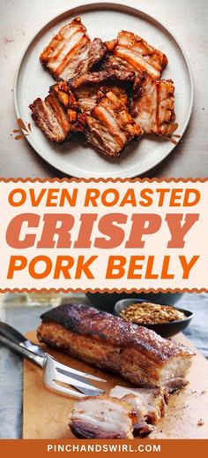 the cover of oven roasted crispy pork belly