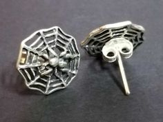 This listing is for one pair of earrings (2 pc) Spiderwebs with spiders gothic earrings. Great for Halloween or Gothic attire. Sterling Silver. Shipped from California. No returns on earrings. Gothic Earrings For Halloween, Gothic Sterling Silver Plug Earrings As Gift, Spooky Silver Pierced Earrings, Spooky Silver Nickel-free Earrings, Spooky Nickel-free Silver Earrings, Gothic Sterling Silver Hypoallergenic Earrings, Gothic Hypoallergenic Sterling Silver Earrings, Spooky Silver Earrings For Gift, Gothic Hypoallergenic Halloween Earrings