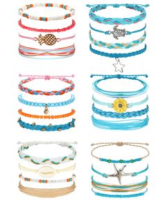 PRICES MAY VARY. 【Beach String Bracelet】Contains 24 pieces beach string bracelet anklets in different styles as shown in the picture.Incorporating various popular elements,enough to wear and share with your family or friends. 【Waterproof Bracelet Anklet】Made of a combination of wax and cords,featuring good water resistance.Not easy to fade. 【Adjustable Size】Come with a slip knot,easily put on and take off.Can be adjusted by to fit the size of your wrist and ankle, proper size for most women. 【En Friendship Bracelet String, Summer Jewelry Trends, Bracelet String, Anklets For Women, Handmade Friendship Bracelets, String Bracelets, Wave Bracelet, Ocean Fashion, Women Anklets