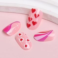 Romantic Design for Valentine's Day -- Valentine's Day heart-shaped fake nails feature a romantic and sweet feeling. The heart-shaped design can come in different colors and patterns, such as red, pink, or studded with diamonds, to attract attention and highlight the theme of Valentine's Day.💕💅
#fall #nails #autumn #nailart #nature #nailsofinstagram #beauty  #ValentinesNails #ValentinesDayNails #NailInspiration #NailGoals #LoveInTheDetails Nails Square Medium, Press On Nails Square, Nails Autumn, Nails Kit, Nails Square, Heart Designs