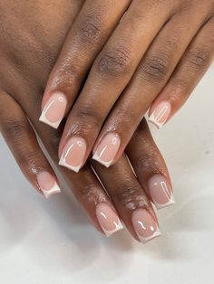 Black Women Nails Acrylic Short, Manicure Black Women, French Nails Black Women, Short Nail Designs Black Women, Short Acrylic Nails Black Women, French Tip Nails Design, Natural Nail Color, Short Classy Nails, Nails Design Ideas