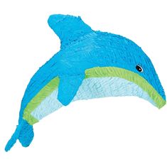 a blue dolphin kite flying through the air