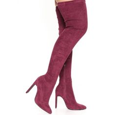 Fashion Nova Night Moves Heeled Boots In Color Burgundy.Boots Are Very Soft Faux Suede Material.Boots Are Very Comfortable.The Color Is Stunning!!These Boots Are Very Versatile With Many Outfits! Boots Are New In Excellent Condition With It's Original Packaging And Box In Women's Size 7. Product Details: Over The Knee Boots. Side Zipper. 4.25 Inch Stiletto Heel. Imported. Please See All Photos As They Serve As Part Of The Description. If Any Questions, Don’t Hesitate To Ask. -All Reasonable Offe Pink Heels For Night Out In Fall, Purple Fitted Heeled Boots For Winter, Fitted Purple Heeled Boots For Winter, Suede Heels For Night Out In Fall, Elegant Burgundy Heels For Winter, Trendy Knee-high Suede Heels, Trendy Thigh High Heels For Winter, Fitted Burgundy Heeled Boots For Winter, Winter Closed Toe Heeled Boots For Night Out