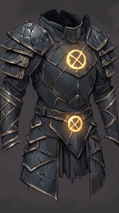 an armor with glowing lights on it