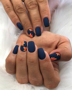 Nail Goals, Spa Days, Fall Nail Art Designs, Fall Acrylic Nails, Blue Nail, Winter Nail Designs, Fall Nail Art, Crystal Nails, Hot Nails