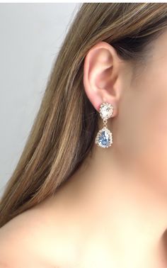 Dusty Blue Earrings Bridal Dusty Blue Drop Earrings Blue | Etsy Blue Clip-on Earrings For Wedding, Elegant Blue Clip-on Earrings For Weddings, Blue Single Earring For Wedding, Elegant Light Blue Crystal Earrings For Party, Light Blue Dangle Earrings For Formal Occasions, Elegant Light Blue Teardrop Earrings, Light Blue Drop Earrings For Wedding, Light Blue Jewelry With Matching Earrings For Party, Light Blue Drop Earrings For Party