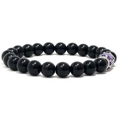 Precious looking black onyx & purple striped agate gemstones bracelets with a platinum plated purple bead• elegant, simple and meaningful! Black Onyx absorbs and transforms negative energy, and helps to prevent the drain of personal energy. Black Onyx aids the development of emotional and physical strength and stamina, especially when support is needed during times of stress, confusion or grief. The 2 piece set includes: 1x 8mm black onyx bracelet 1x 8mm purple striped agate bracelet ** the brac Gemstones Bracelets, Peach Aventurine, Aventurine Bracelet, Emotional Recovery, Physical Strength, Personal Energy, Black Onyx Bracelet, Jasper Bracelet, Purple Agate