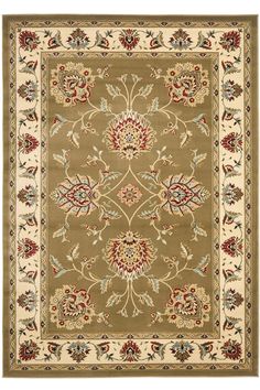 a brown rug with white and red accents