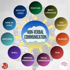 the words non - verbal communication surrounded by colorful circles