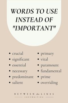 words to use instead of important