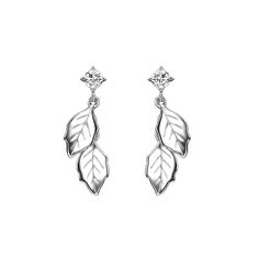 Style: Simple Color: White Gold Color, Yellow Gold Fashion Element: Rhinestone, Pastoral Elegant Leaf-shaped Formal Earrings, Elegant Leaf-shaped Earrings For Formal Occasions, Elegant Leaf-shaped Sterling Silver Earrings, Elegant Leaf-shaped White Gold Jewelry, Elegant White Gold Leaf-shaped Jewelry, Elegant Leaf-shaped Jewelry, Elegant White Leaf-shaped Earrings, Elegant Leaf-shaped Sterling Silver Jewelry, Simple Leaf