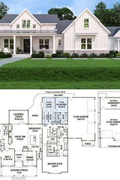 the front and back views of this house plan