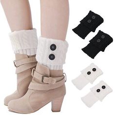 ad eBay - 2PCS Women Boot Knit Cuffs Women Winter Warm Cuffs Button Crochet Knitted Boo... - Buy Now, click the link (eBay) Boots With Leg Warmers, Cable Knit Leg Warmers, Knitted Boot Cuffs, Knitted Leg Warmers, Crochet Leg Warmers, Boot Cuff, Boot Toppers, Knit Leg Warmers, Winter Fashion Boots