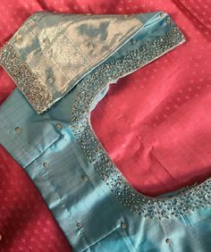 Simple Silver Blouse Designs, Blouse Designs For Hands Latest, Blue Saree Aari Work Blouse, Simple Aari Work Blouse Design For Engagement, Aari Work Blouse For Silk Saree, Simple Aari Blouse Designs For Saree, Silver Embroidery Work Blouse Designs, Maggam Stone Work Blouse Designs, Silver Zari Work Blouse Bridal