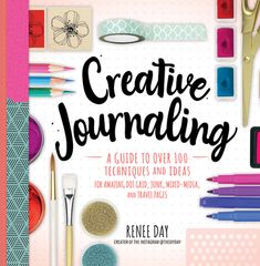 the cover of creative journal with craft supplies