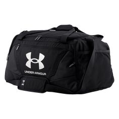 Under Armour 5 Medium Duffle Bag. Lightweight and durable bag with plenty of space. - Large vented inner pocket holds clothing or shoes. - Internal slip pockets. - Front zippered pocket. - Dual water bottle slip pocket. - TPU-coated and foam-lined bottom and side panels. - Removable shoulder strap. Top handle. UA Storm technology protects from the elements. Polyester. Dimensions when full: 12.1" W x 11.4" H x 24.6" L. Mens Gym Bag, Gym Backpack, Bags For Men, Best Gym, Camping Backpack, Bags Aesthetic, Gym Bags, Diaper Bag Backpack, Men's Backpack