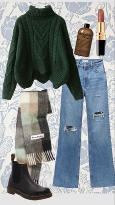 Outfits For Autumn 2023, Autumn Outfits Pants, Winter Outfits Board, Fashion Inspo Outfits Fall 2023, Fall University Outfits, Art Museum Outfits, Green Fall Outfit, Fall Vibes Outfit, Winter Indie Outfits