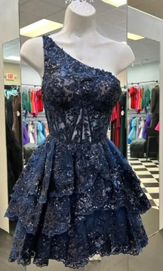 Hoco Dresses Poofy, One Shoulder Homecoming Dress, Hot Prom Dress, Lace Homecoming Dresses, Ruffled Skirt