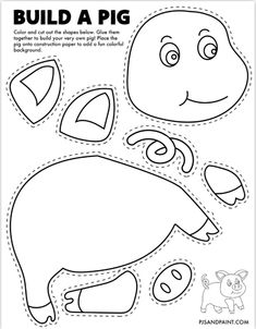 an animal cut out to make a paper craft for kids with the words build a pig