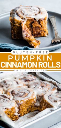 Have a delicious pumpkin recipe for breakfast with these Pumpkin Gluten-Free Cinnamon Rolls! These homemade cinnamon rolls with cream cheese glaze are packed with pumpkin and fall spices. They're an easy pumpkin treat! Gluten Free Pumpkin Cinnamon Rolls, Pumpkin Spice Cinnamon Rolls, Banana Diaries, Gluten Free Fall Recipes, Gluten Free Pumpkin Recipes, Fancy Tea, Gluten Free Cinnamon Rolls, Easy Gluten Free Desserts, Fall Baking Recipes