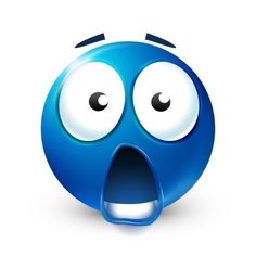 an emoticive blue ball with its mouth open and eyes wide open, making a surprised face