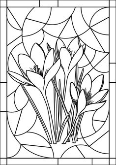 a stained glass window with flowers in it