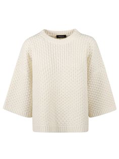 Oversized Knitted Jumper from Fabiana FilippiComposition: 75% Virgin Wool, 15% Silk, 10% Cashmere Oversized Textured Knit Top, White Knit Sweater With Batwing Sleeves, Cream Oversized Knit Top, Oversized Knitted Jumper, Oversized Jumper, Cashmere Blend Sweater, Mens Fall, Sweaters Knitwear, Knitted Jumper