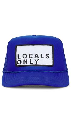 Find Friday Feelin Locals Only Hat In Blue on Editorialist. Friday Feelin Locals Only Hat in Blue. Friday Feelin Locals Only Hat in Blue. 100% polyester. Made in Myanmar. Adjustable snapback closure. Locals Only patch at front. Brim measures approx 3 in length OS measures approx 23.55 in circumference. TFRI-MA14. LOCALS ONLY. Blue Snapback Hat With Flat Brim For Spring, Blue Flat-brim Snapback Hat For Spring, Blue Flat Brim Snapback Hat For Summer, Blue Flat Brim Snapback Hat For Spring, Trendy Blue 5-panel Baseball Cap, Blue Adjustable Snapback Hat For Spring, Trendy Blue Snapback Hat, One Size Fits Most, Blue Flat Bill Baseball Cap For Summer, Blue 5-panel Trucker Hat For Spring