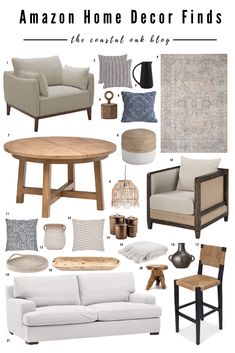 a collage of furniture and decor items