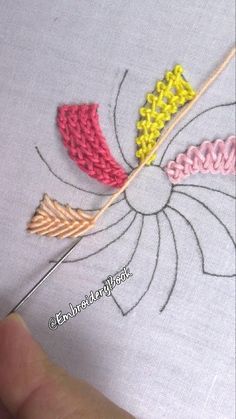 someone is stitching something on a piece of fabric