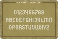 an old - fashioned font and numbers are displayed on a piece of paper that says, available characters