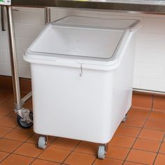 Keep all of your bulk ingredients fresh and safe from contaminants with this Cambro IBS37148 37 gallon slant top ingredient bin! With its 37 gallon capacity, you can store up to 262 lb. of sugar or 177 lb. of flour. A clear Camwear sliding lid reduces handling and allows for quick product identification. ts design encourages spilled liquids to drain off the back while protecting the contents inside. In addition, the two piece lid comes apart for easy cleaning. Made of FDA-accepted materials, thi Ingredient Storage, Mexican Restaurant Decor, Service Kitchen, Bulk Food, S Hook, Space Saving Storage, Mexican Restaurant, Storage Bin, Food Safety