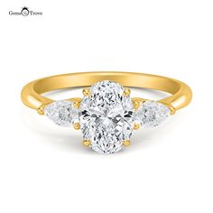 Oval Triad Majesty Ring Radiate elegance with the Oval Triad Majesty Ring. This ring features a 1ct/2ct/3ct Oval-cut lab-grown diamond (7.7x5.7mm/9x7mm/12x8mm), accented by pear-cut stones. With a color grade of D-E and clarity of VVS1-VVS2, this IGI-certified engagement ring is crafted in 18K solid gold with a 1.9mm band width. Handcrafted with precision, it includes free engraving and the option to embed a birthstone, making it a timeless and personalized choice. Gia Certified Oval Lab Grown Diamond Ring, Gia Certified Oval Lab-grown Diamond Ring, Stackable Ring Sets, Halo Earrings, Ring Pendant Necklace, Engagement Ring Styles, Nature Bracelets, Diamond Bracelets, A Color