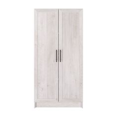 a white wooden cabinet with two doors