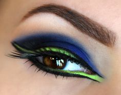 Add some color to your drama!! Beautiful look called "Neptune" (using Makeup Geek's Neptune & Fuji) by Allysaddiction. For the full list of whats used and other inspiring looks, check out the Idea Gallery! – Makeupgeek.com Football Game Makeup, Seahawks Makeup, Super Bowl Makeup, Makeup Geek Eyeshadow, New Makeup Ideas, Dark Eyeshadow, Seattle Sports, Green Eyeshadow, Nfl Packers