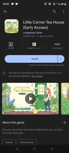 an app for the little corner tea house, which is being used to play games