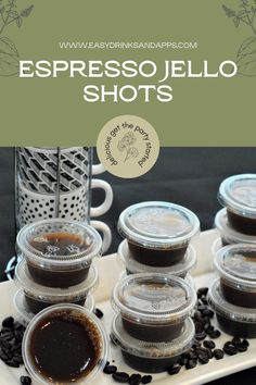 If you’re looking for a kick start to your evening, try these Espresso Martini Jello Shots made with Vodka & Kahlua, so delicious! Gourmet Jello Shots, Kahlua Jello Shots, Espresso Jello Shots, Chocolate Jello Shots, White Chocolate Pudding Shots, Espresso Pudding Shots, Espresso Martini Jello Shots, Espresso Martini Shots, New Years Eve Jello Shots