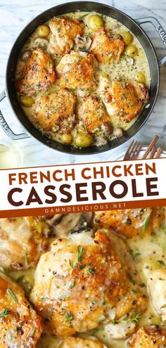 FRENCH CHICKEN CASSEROLE, yummy dinner ideas, comfort food French Chicken Casserole, French Chicken, Brown Chicken, Chicken Casserole Recipe, Makanan Diet, French Cooking, Healthy Easy, Dinner Idea