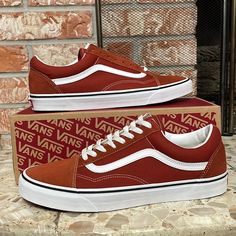 Reasonable Offers Welcomed Brand New In Box Old Skool Mens Size 13 Burnt Orange Vans Orange, White High Top Vans, Orange Vans, Vans Skate Shoes, Vans Suede, Red High Tops, Tan Sneakers, Black High Top Sneakers, Sneakers Multicolor