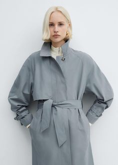 Cotton trench coat with belt -  Women | Mango USA Cotton Trench Coat, Coat With Belt, Mango Outlet, Belted Coat, Cashmere Coat, Women's Coats & Jackets, Casual Fits, Smart Casual, Belts For Women