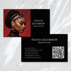 two business cards with an african woman's profile