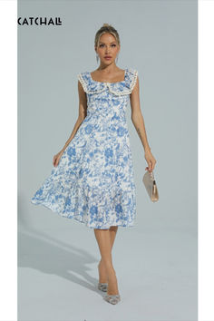 First time using catchall? 💃🌴🎂 Many repeat customers, real model photos✨🌹👗 Buy more today，Always launching new products🎁🎉💝 product name：Connie Light Blue A-line Midi Dress With Floral Print, Chic Midi Dress With Floral Print And Puff Sleeves, Elegant Floral Dress With Ruffles And Puff Sleeves, Light Blue Floral Dress For Summer, Elegant Floral Puff Sleeve Dress For Brunch, Spring Midi Dress With Floral Print And Puff Sleeves, Feminine Blue Floral Dress For Garden Party, Elegant Blue Floral Dress With Ruffles, Feminine Blue Floral Dress With Ruffles