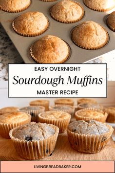 an image of some muffins that are in the baking pan with text overlay