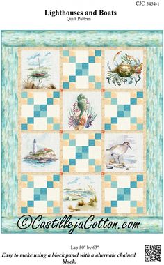 Lighthouses and Boats Pattern Boat Quilt, Panel Quilt Patterns, Lap Quilt Patterns, Ocean Tropical, Fabric Panel Quilts, Beach Fabric, Quilt Stores, Twin Quilt, Panel Quilts