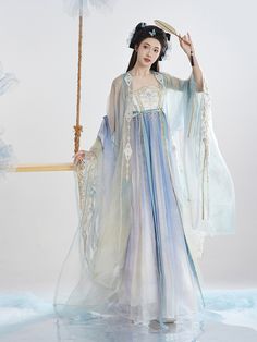 Color: Light Blue, Size: M Chinese Aesthetic, Modern Hanfu, Dress With Shawl, Hanfu Dress, Song Of Style, Color Light Blue, Chinese Clothing, Chinese Dress, Cover Up Dress