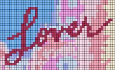 a cross stitch pattern with the word love on it