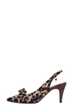 An asymmetric vamp bow creates modern intrigue on an occasion-ready slingback pump balanced by a pointy toe and tapered heel. 2 3/4" heel Adjustable slingback strap with buckle closure Memory foam cushioning Textile upper/synthetic lining and sole Imported Brown Pointed Toe Slingback Pumps For Party, Chic Brown Slingback Pumps With Heel Strap, Chic Brown High Heel Slingback Pumps, Chic Brown Slingback Pumps With Padded Heel, Brown Pointed Toe Slingback Sandals For Evening, Brown High Heel Slingback Pumps With Wrapped Heel, Brown Pointed Toe Slingback Pumps For Evening, Brown Pointed Toe Slingback Pumps With Wrapped Heel, Chic Brown Slingback Pumps For Evening